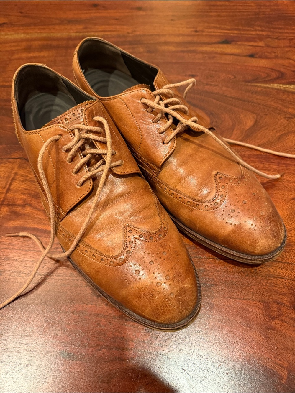 Cole Haan Tan Leather Wingtip Derby Oxfords